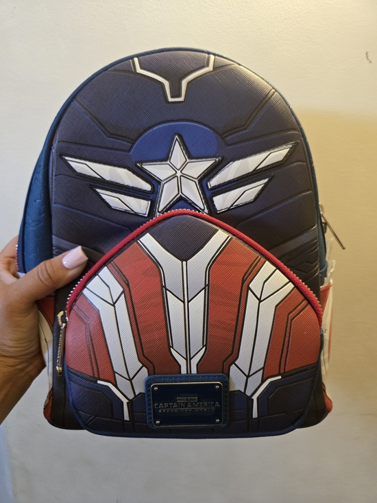Disney Captain America Inspired Navy Blue, Red and White Mini Backpack main image 7